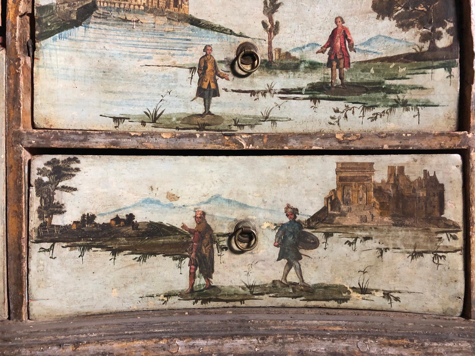 Pin Meuble de rangement italien du 18ème siècle en 2 parties, peint Lacca Povera en vente