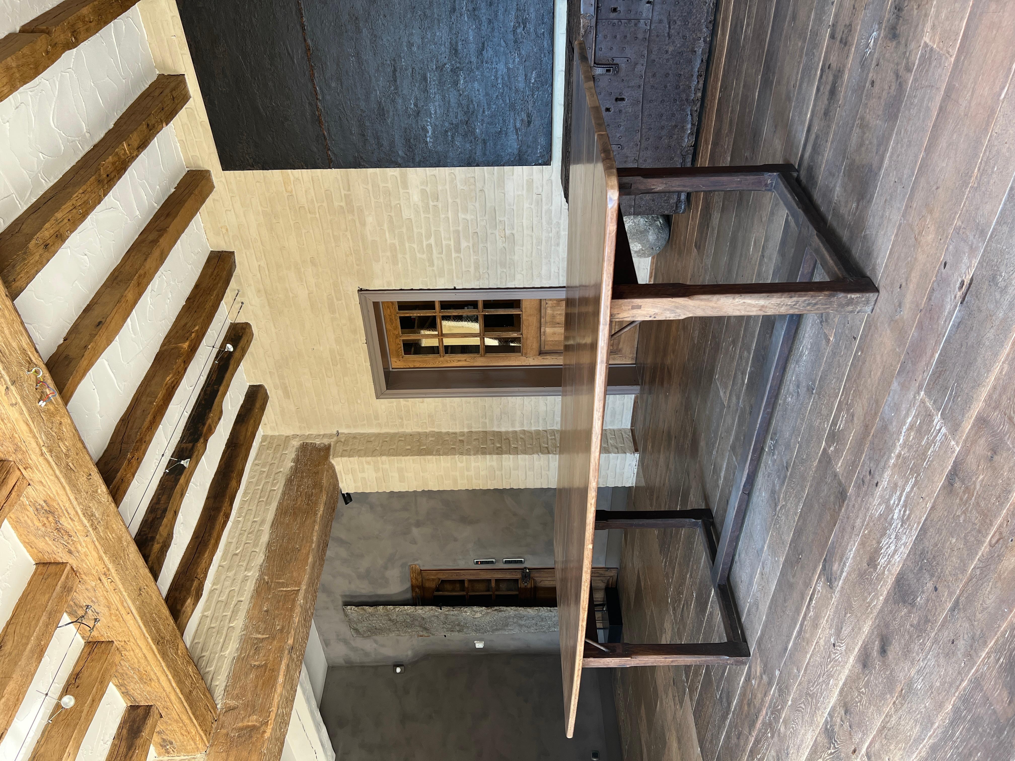 19th Century Italian 18th century 2 plank top Walnut Refectory Farm Table For Sale