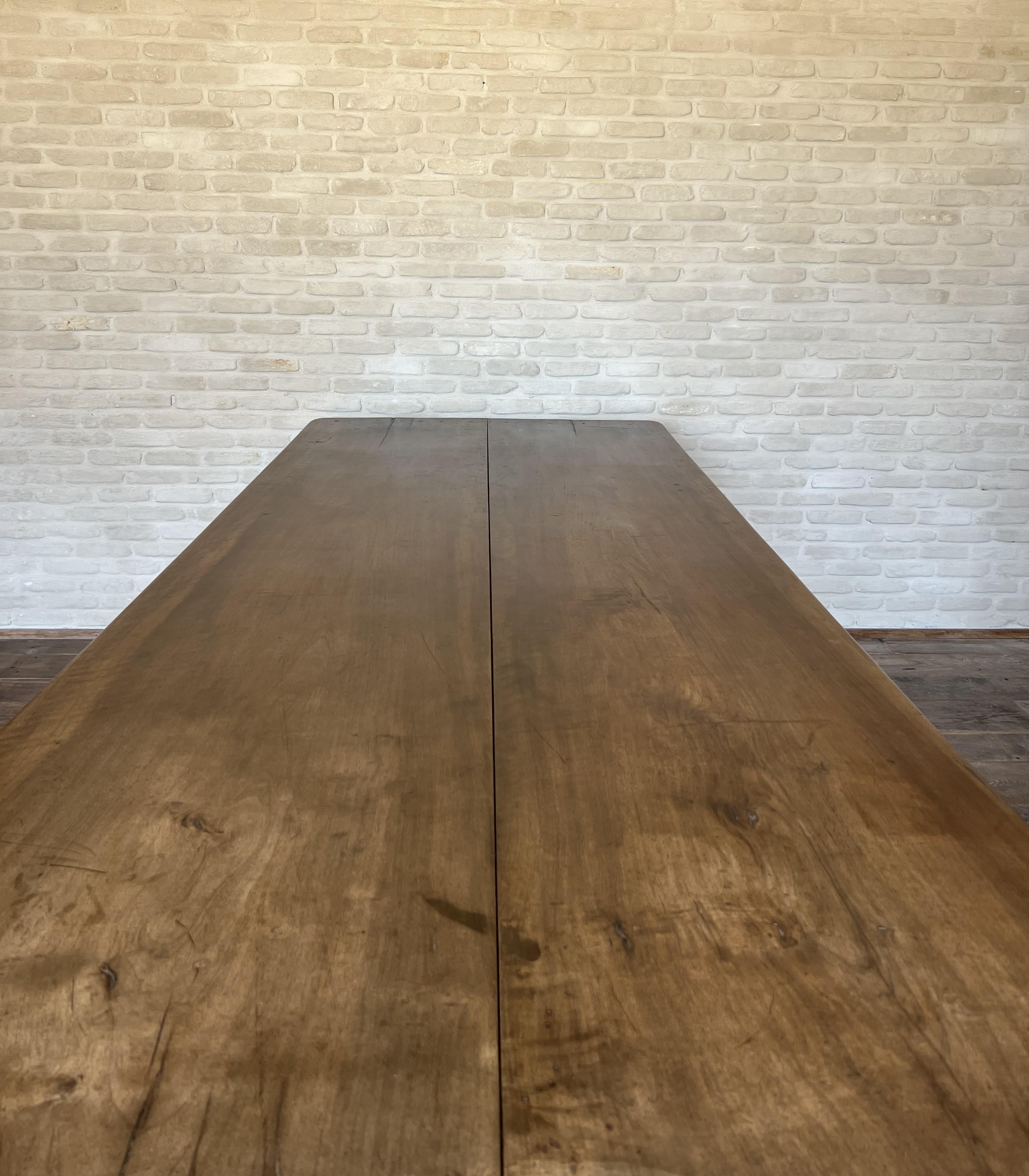 Italian 18th century 2 plank top Walnut Refectory Farm Table For Sale 2