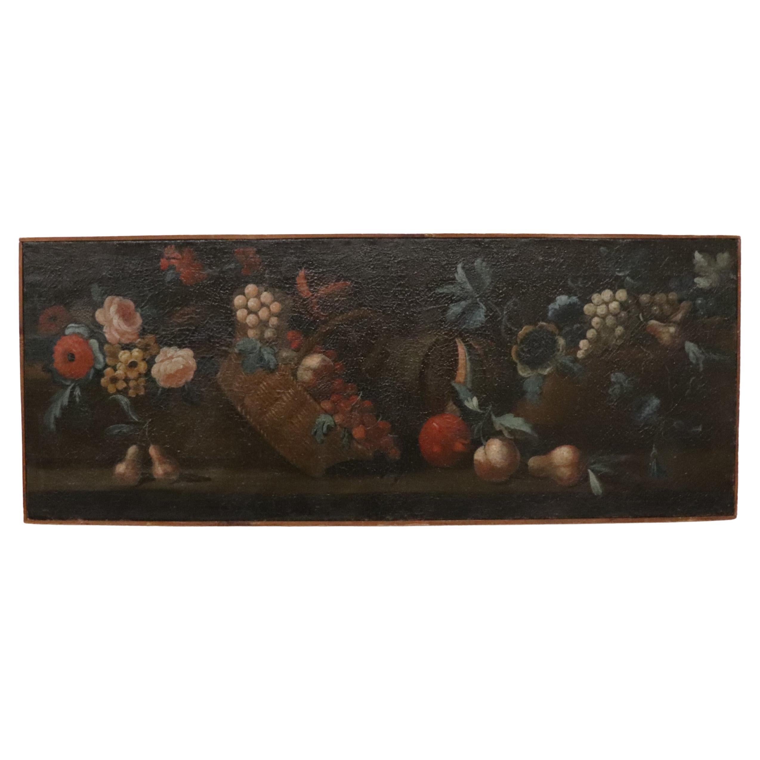 Italian 18th Century Antique Oil Painting on Canvas, Still Life