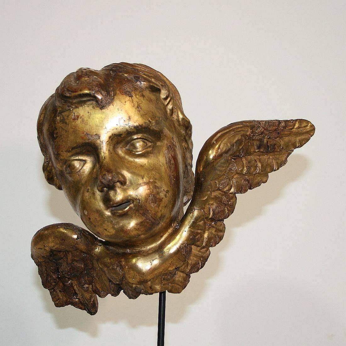 Wood Italian 18th Century Baroque Gilded Angel Heads