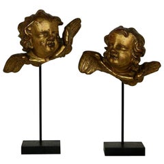 Italian 18th Century Baroque Gilded Angel Heads
