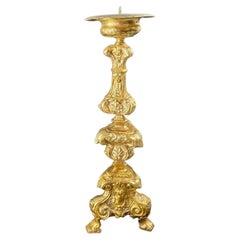 Italian 18th Century Baroque Gilt Copper Candlestick