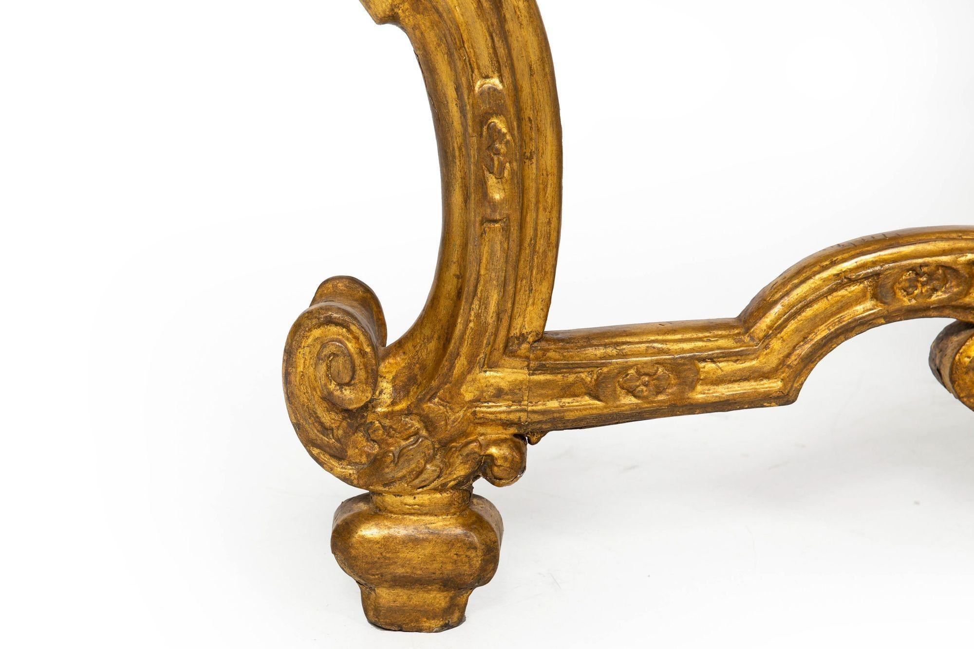 Italian 18th Century Baroque Giltwood Marble Top Console Table For Sale 9