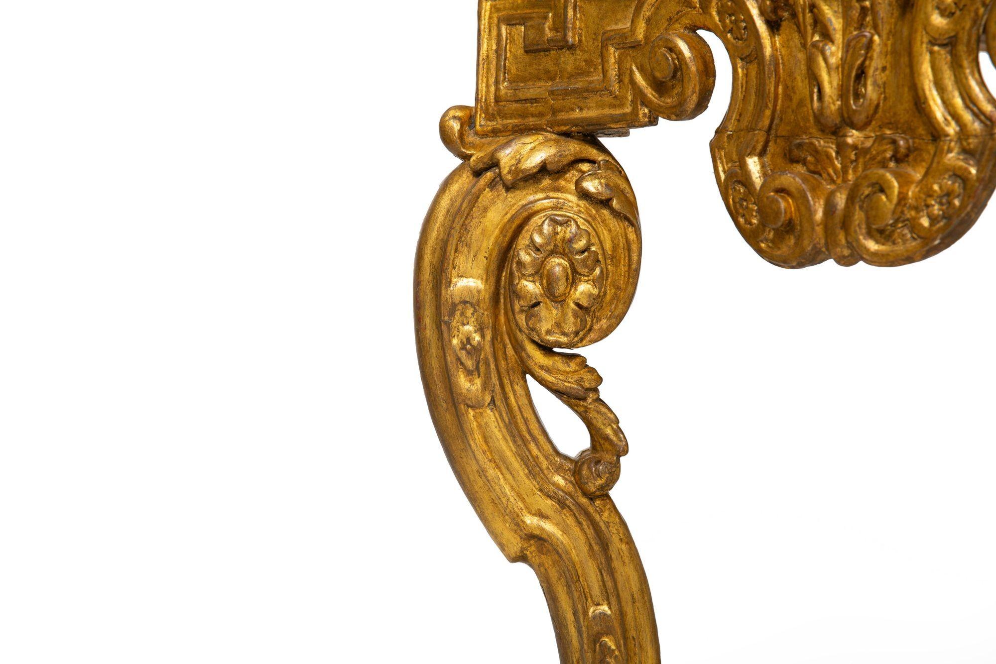 Italian 18th Century Baroque Giltwood Marble Top Console Table For Sale 10