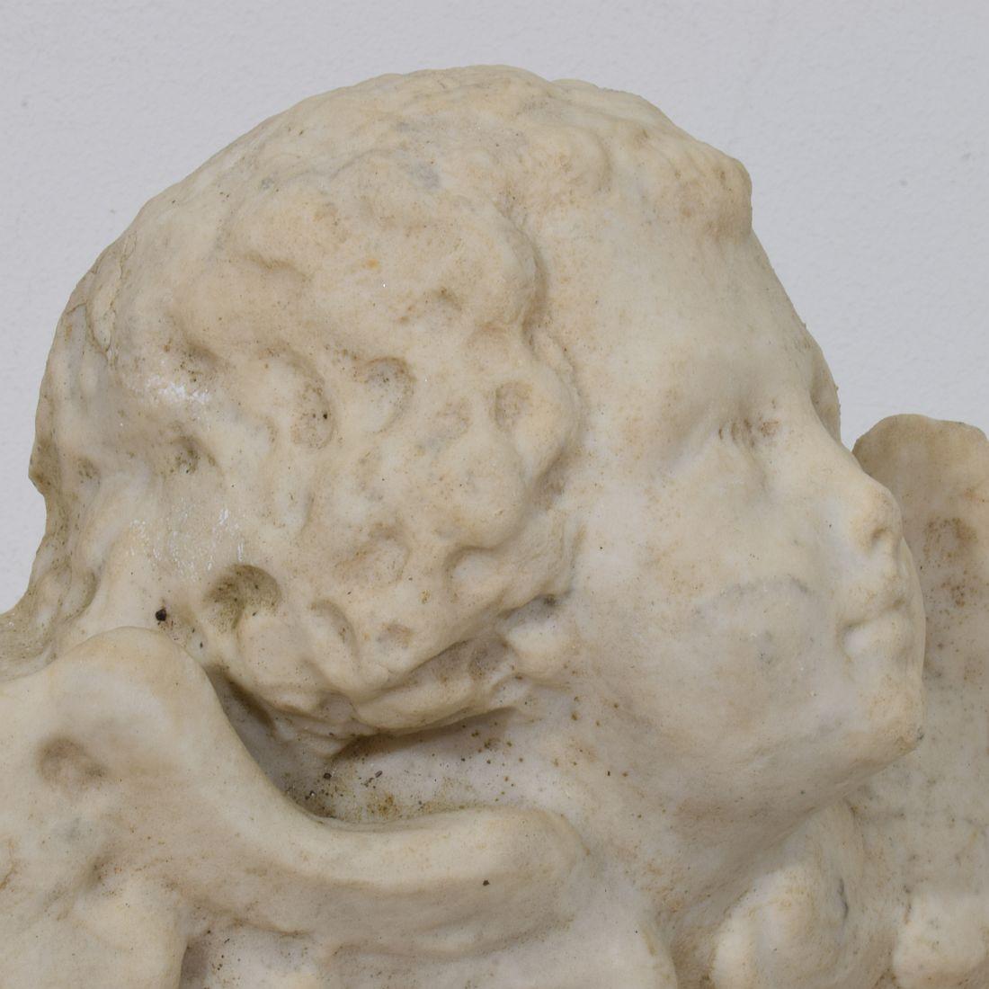 Italian 18th Century Baroque Marble Winged Angel Head For Sale 12