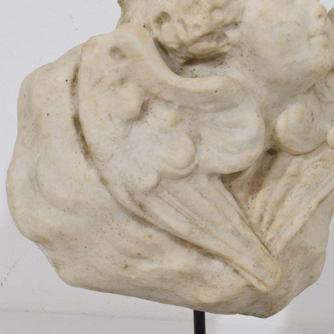 Italian 18th Century Baroque Marble Winged Angel Head For Sale 13