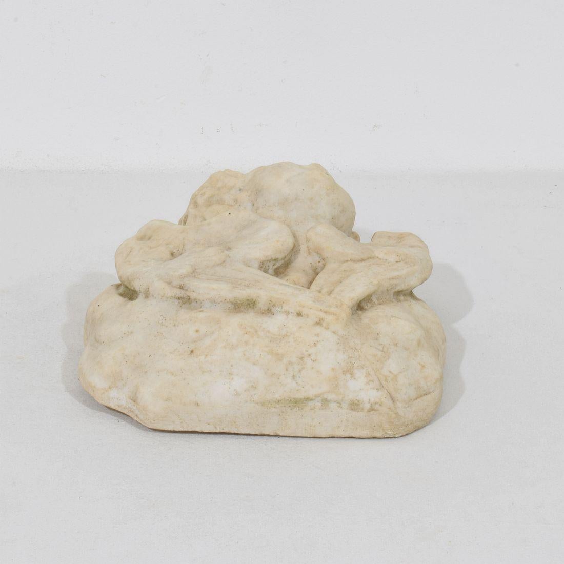Italian 18th Century Baroque Marble Winged Angel Head For Sale 15