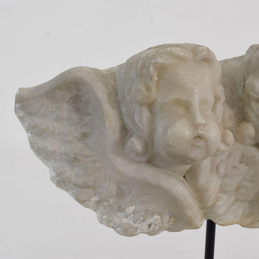 Italian 18th Century Baroque Marble Winged Angel Heads 3