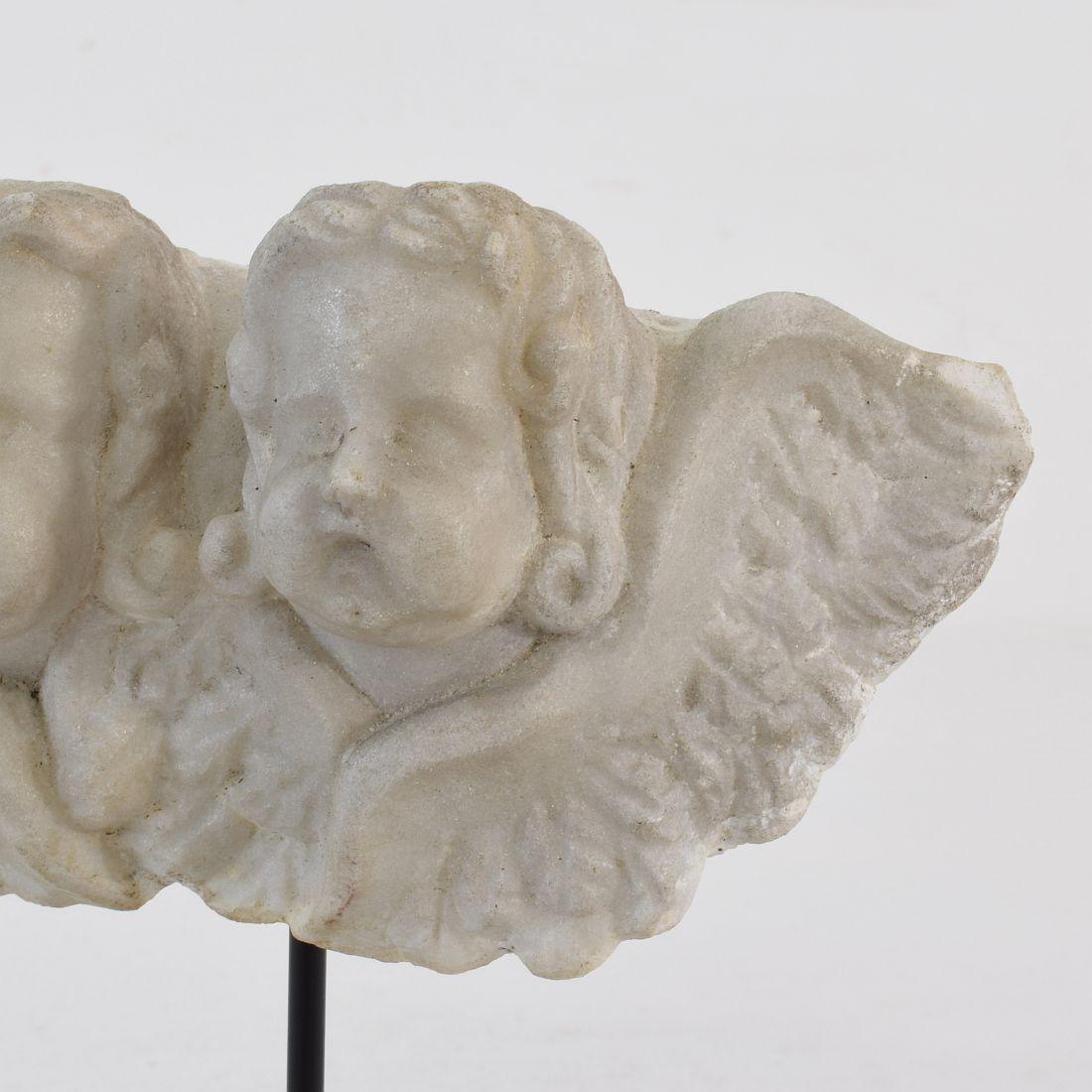 Italian 18th Century Baroque Marble Winged Angel Heads 4