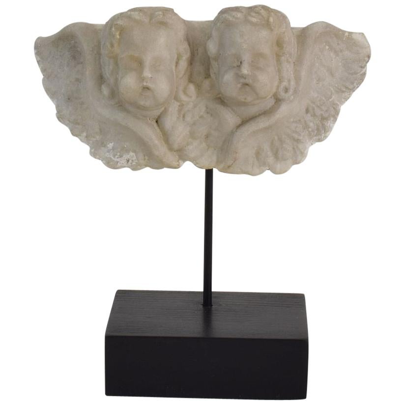 Italian 18th Century Baroque Marble Winged Angel Heads