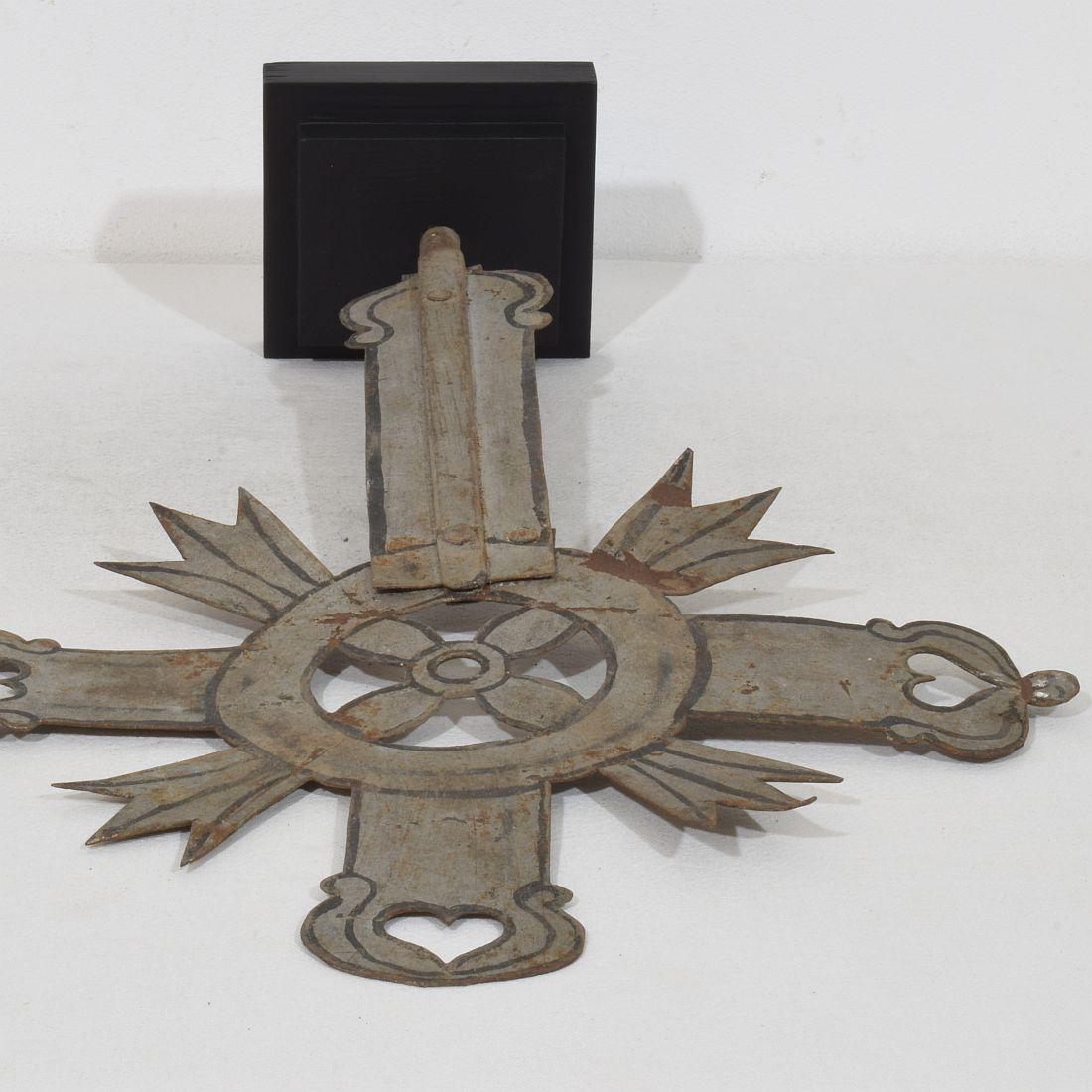 Italian, 18th Century, Baroque Painted Metal Procession Cross For Sale 9