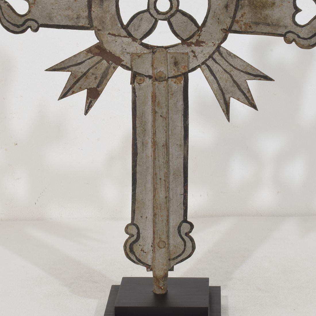 Italian, 18th Century, Baroque Painted Metal Procession Cross For Sale 4