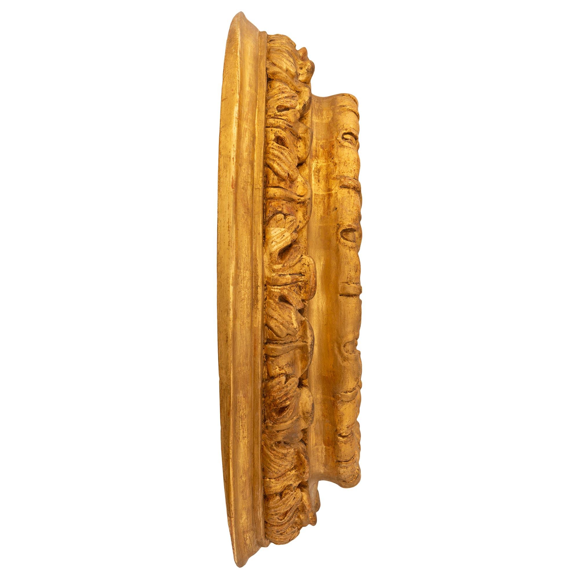 18th Century and Earlier Italian 18th century Baroque period Giltwood mirror For Sale