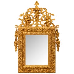 Antique Italian 18th Century Baroque Period Giltwood Mirror