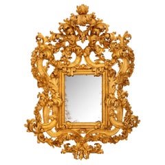 Italian 18th century Baroque period Giltwood mirror