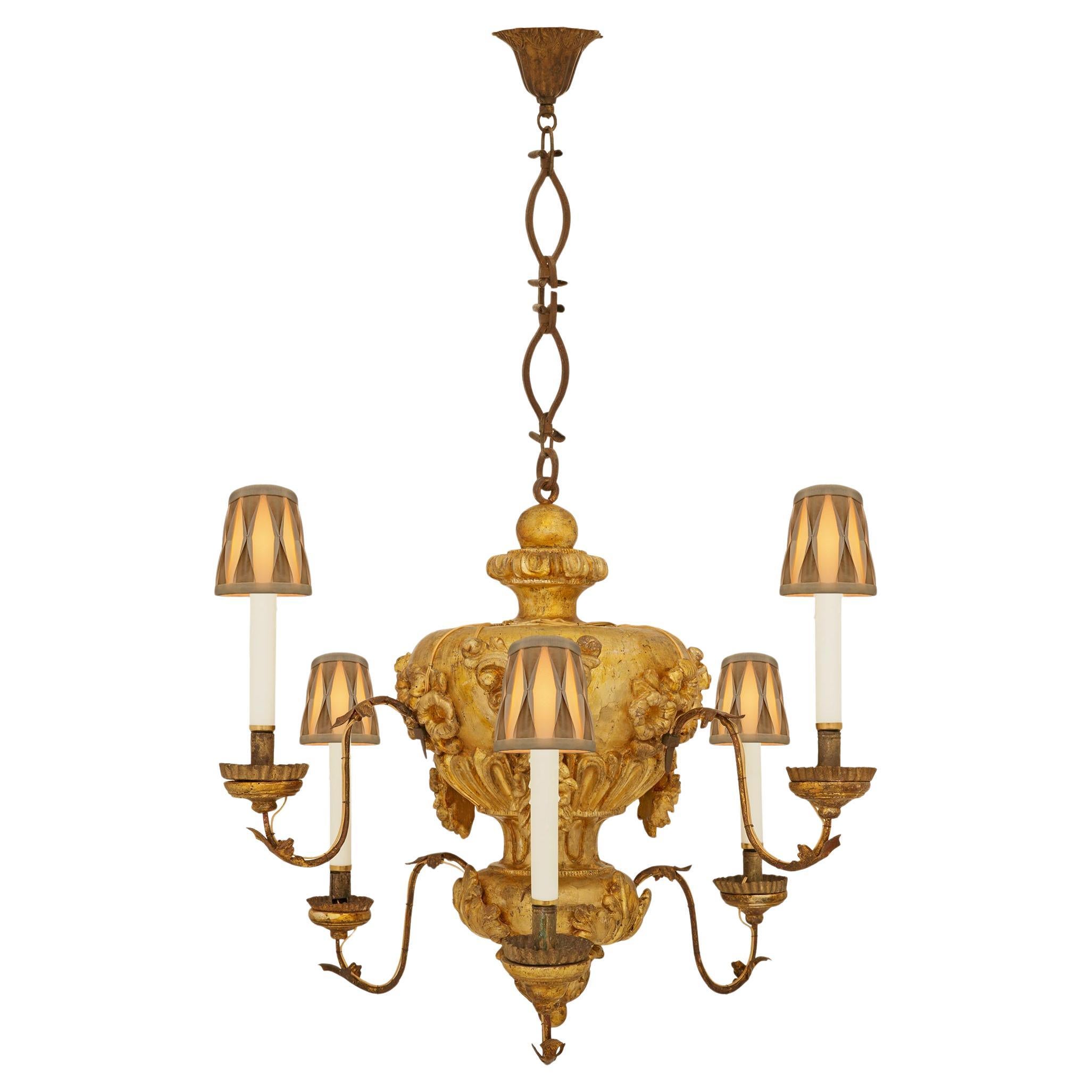 Italian 18th century Baroque Period Mecca and Iron chandelier