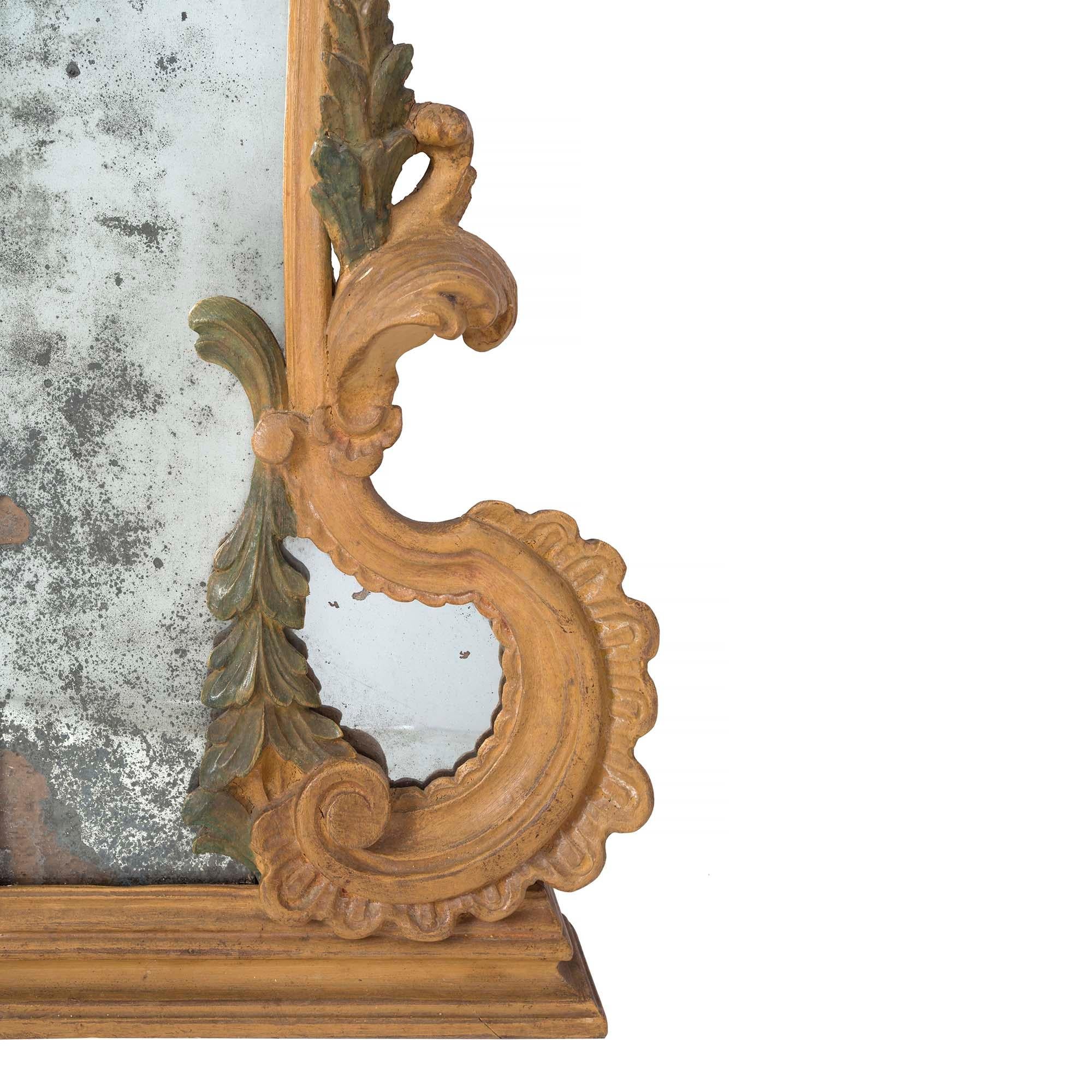 Italian 18th Century Baroque Period Polychrome Mirror For Sale 1
