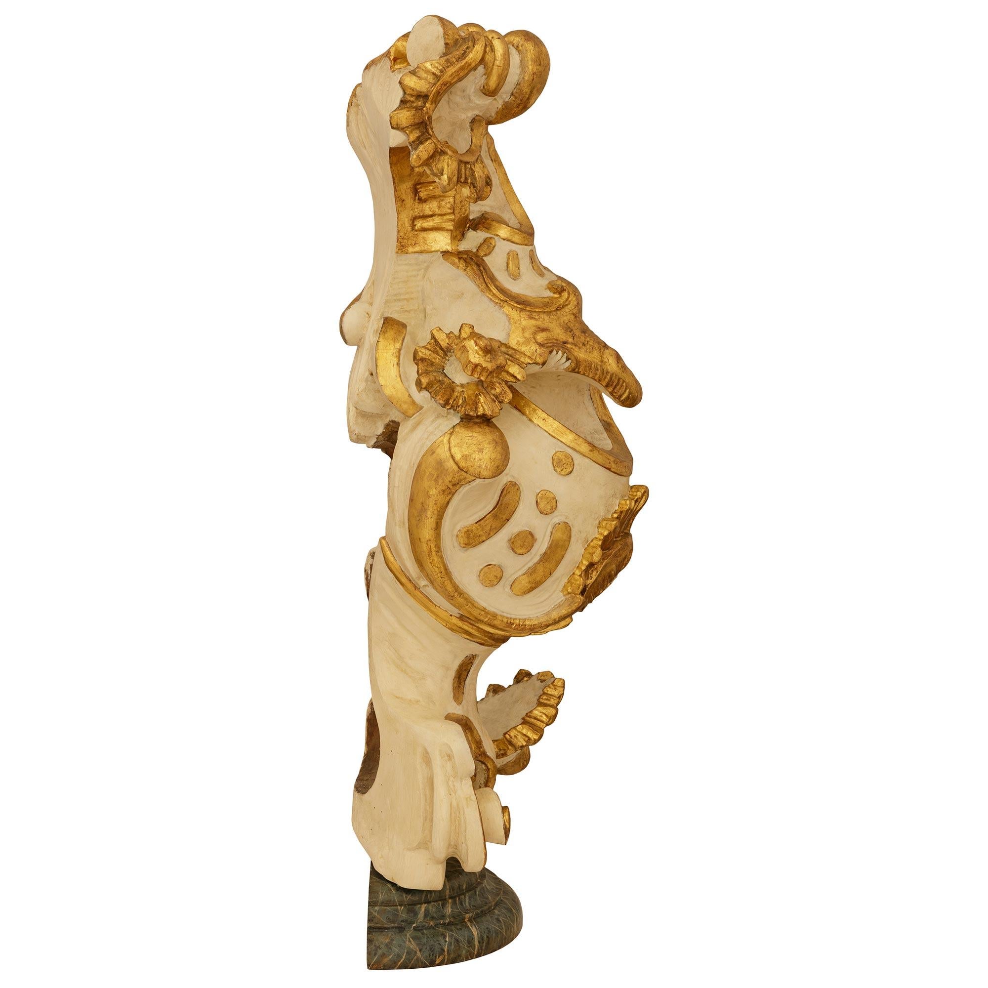 19th Century Italian 18th century Baroque Period Wood and Giltwood architectural element For Sale