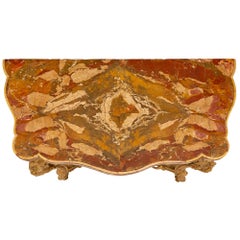 Italian 18th Century Baroque St. Giltwood and Marble Console from Rome