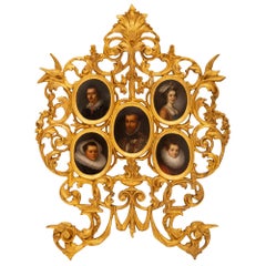 Italian 18th Century Baroque St. Giltwood and Oil on Board Picture Frame
