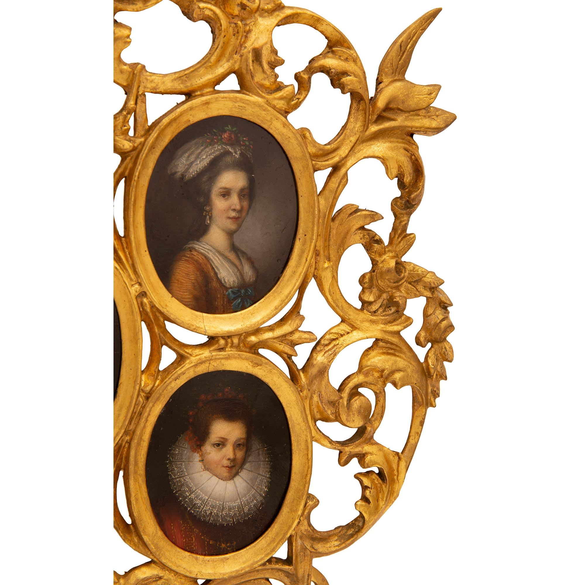 Italian 18th Century Baroque St. Giltwood and Oil on Board Picture Frame For Sale 2