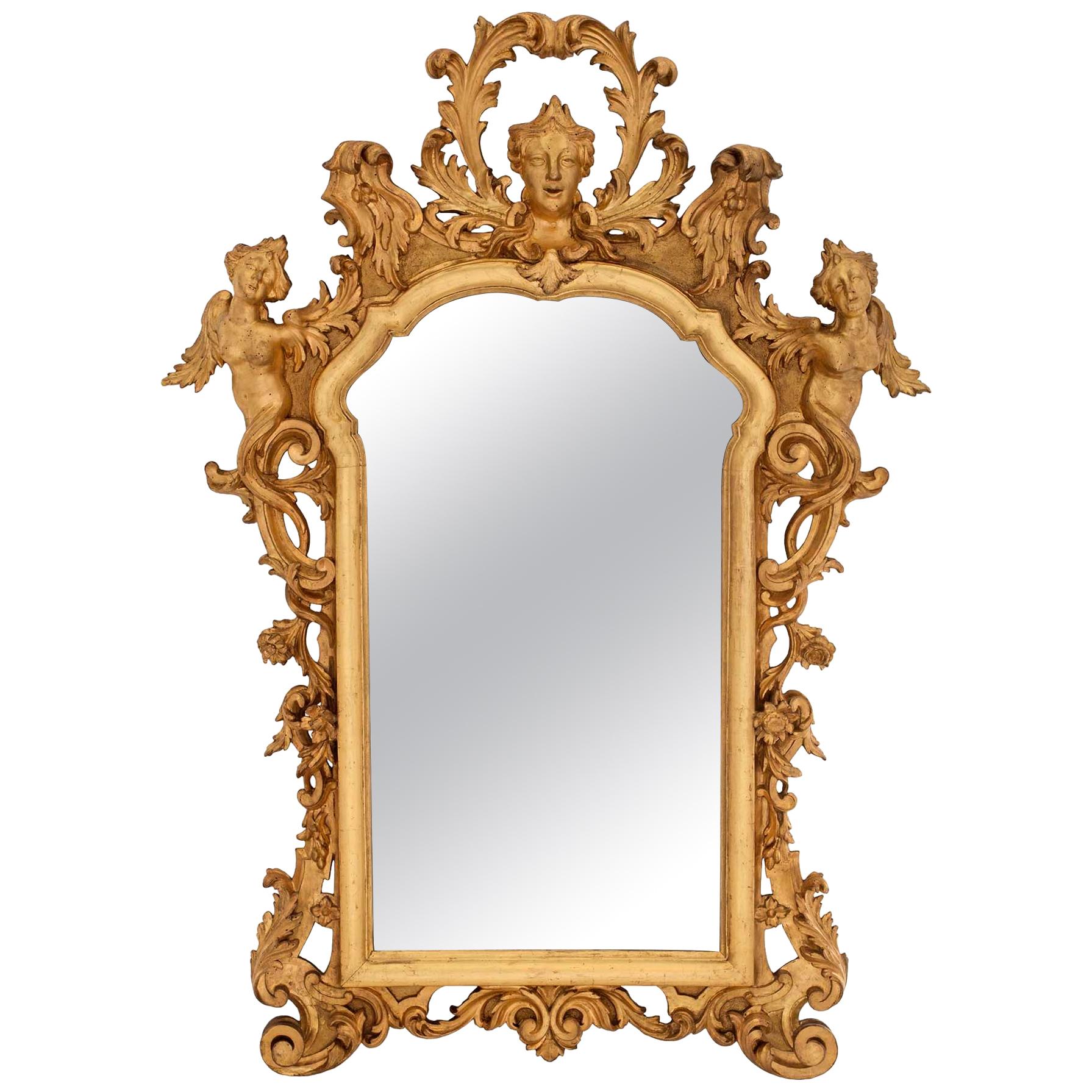 Italian 18th Century Baroque Style Giltwood Mirror