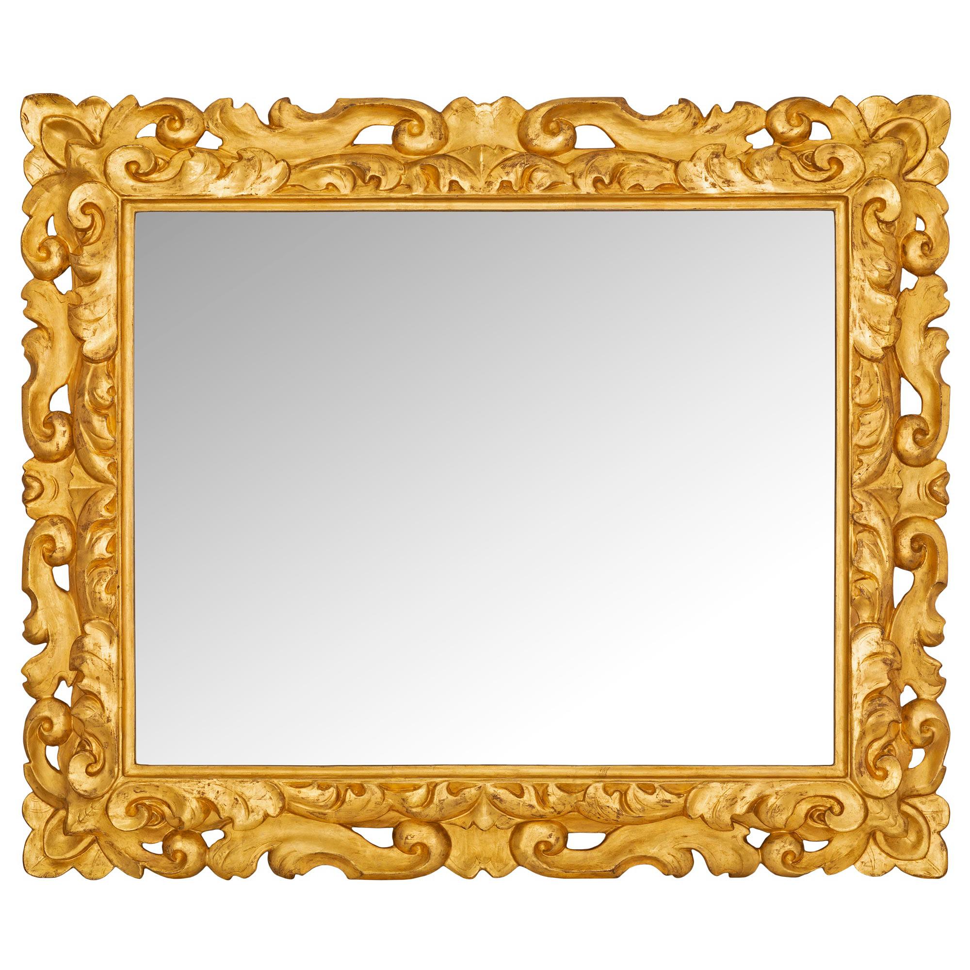 Italian 18th Century Baroque St. Giltwood Mirror from Tuscany For Sale