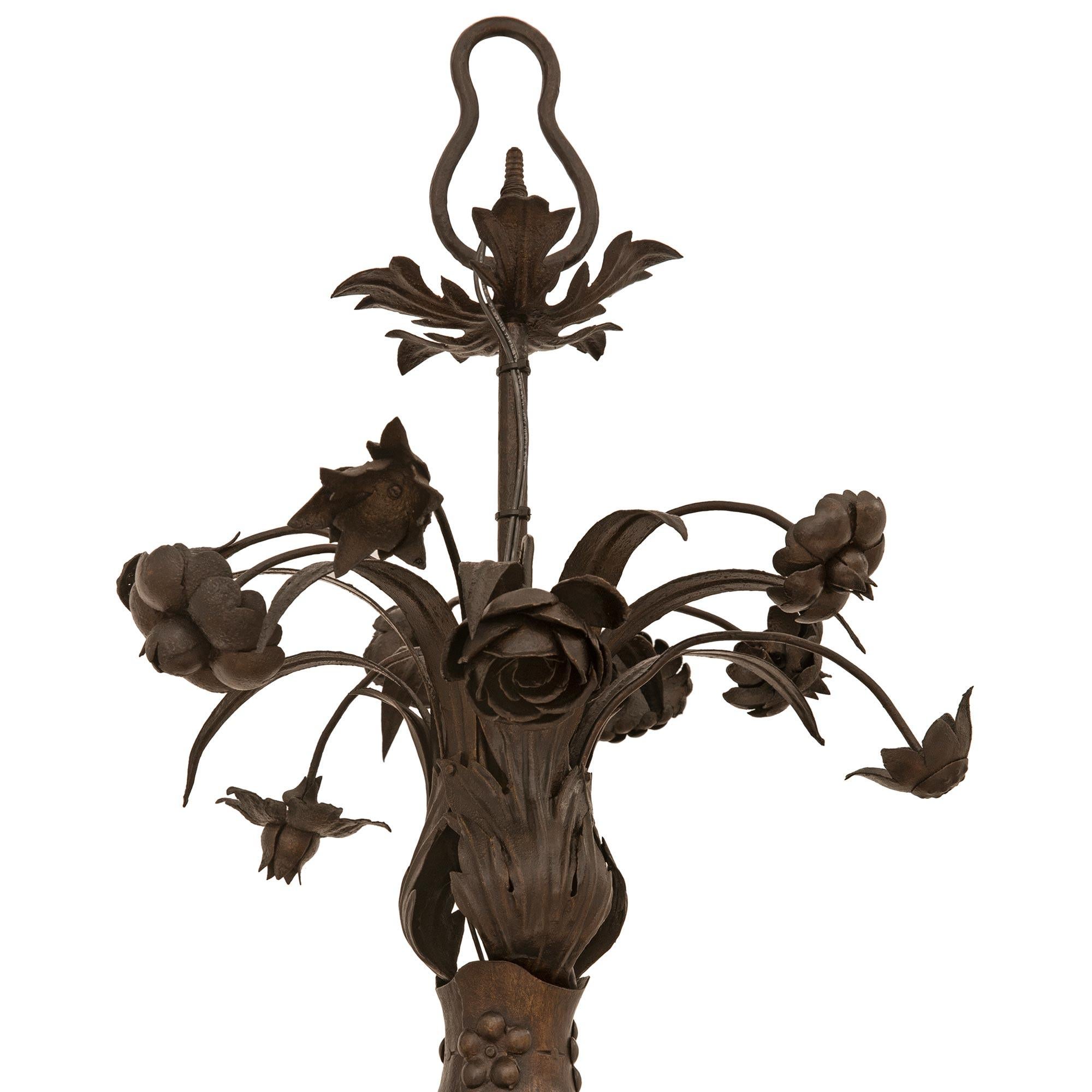 18th Century and Earlier Italian 18th Century Baroque St. Patinated Bronze And Tole Chandelier