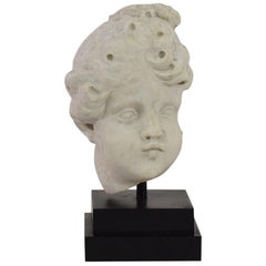 Italian 18th Century Baroque White Marble Angel Head