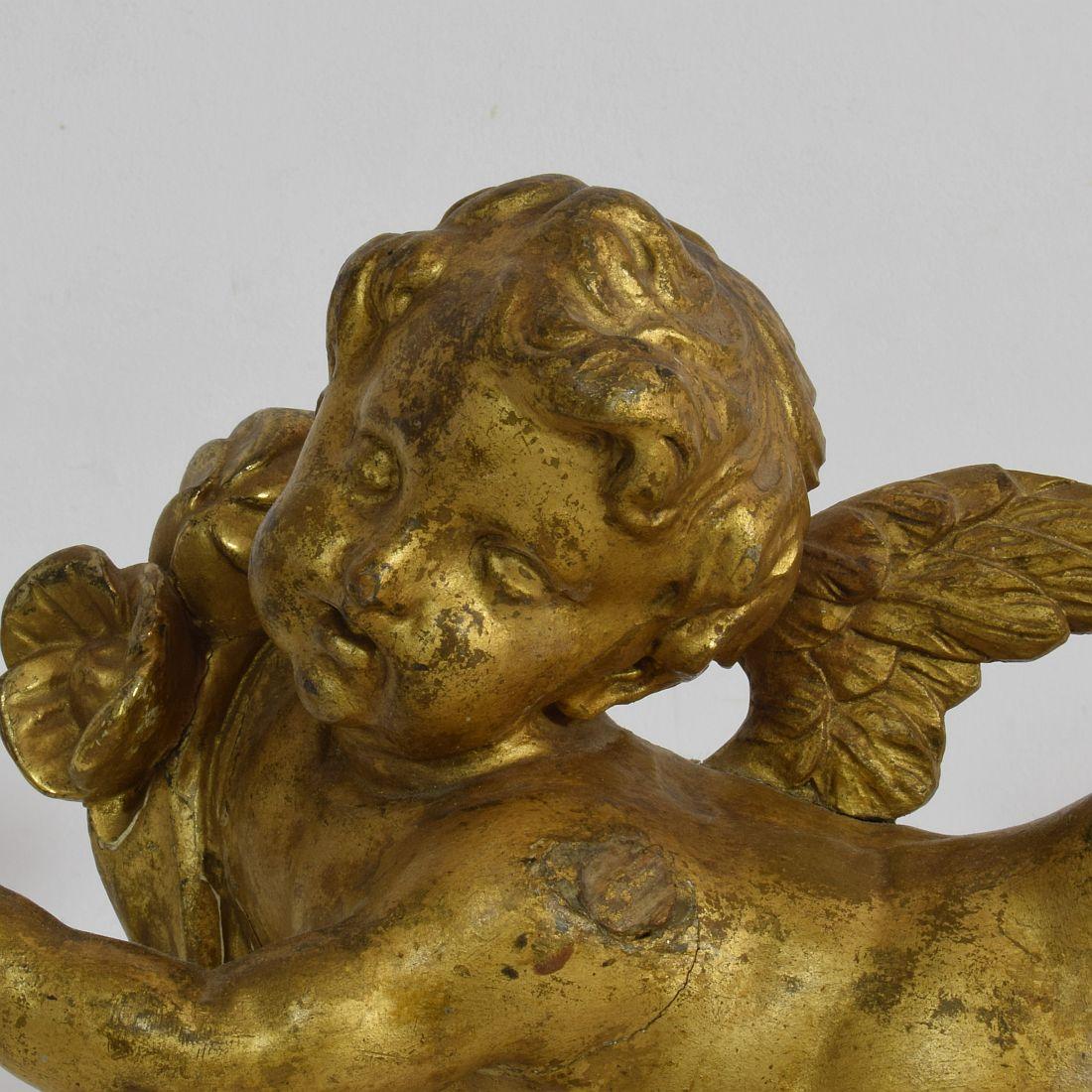 Italian 18th Century Carved Giltwood Baroque Angel 4