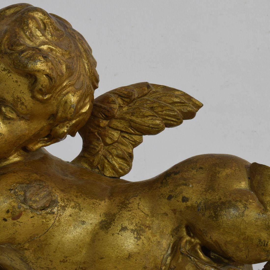 Italian 18th Century Carved Giltwood Baroque Angel 6
