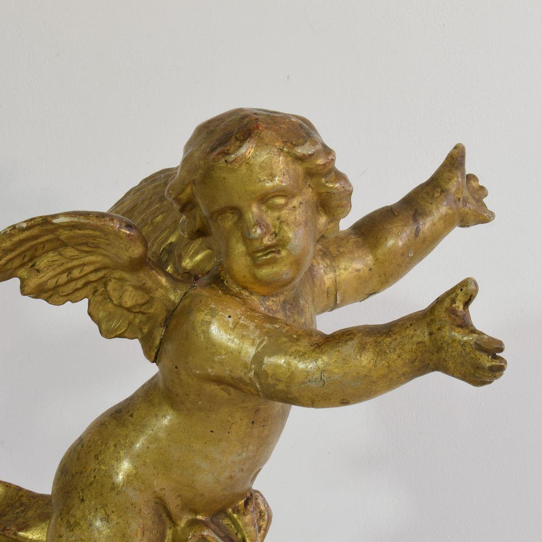 Italian 18th Century Carved Giltwood Baroque Angel 7