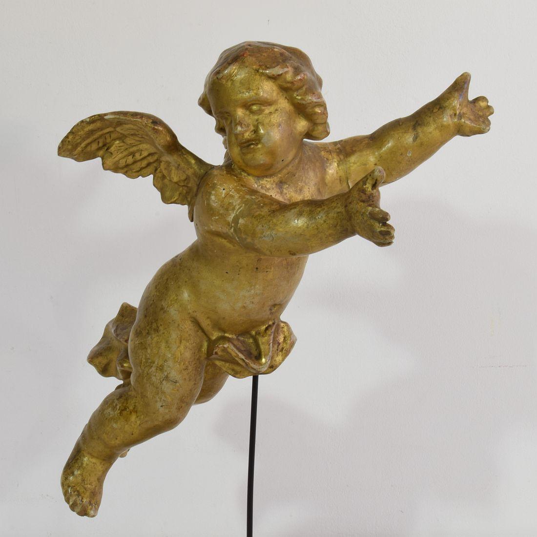 Italian 18th Century Carved Giltwood Baroque Angel 2