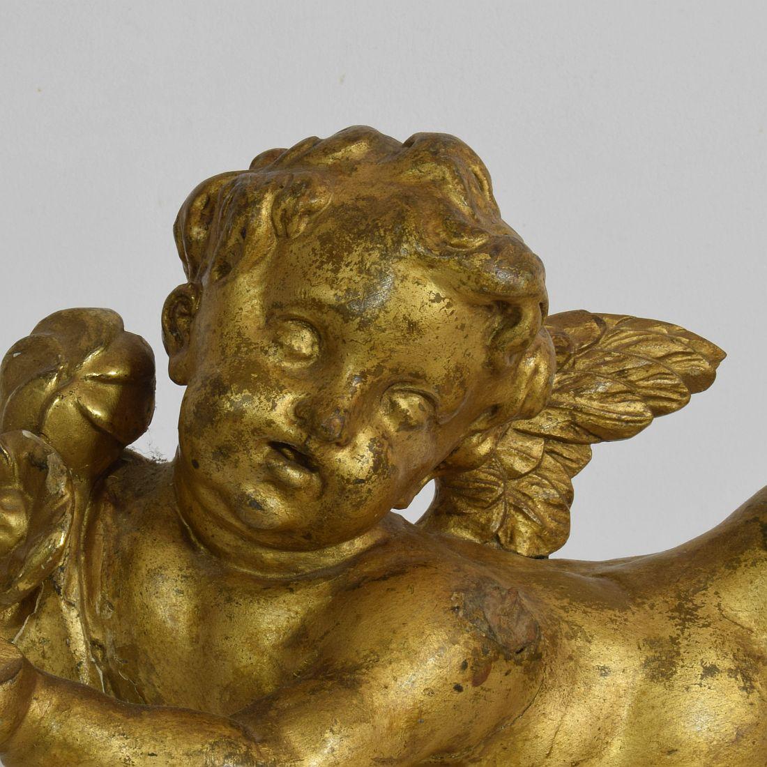 Italian 18th Century Carved Giltwood Baroque Angel 3