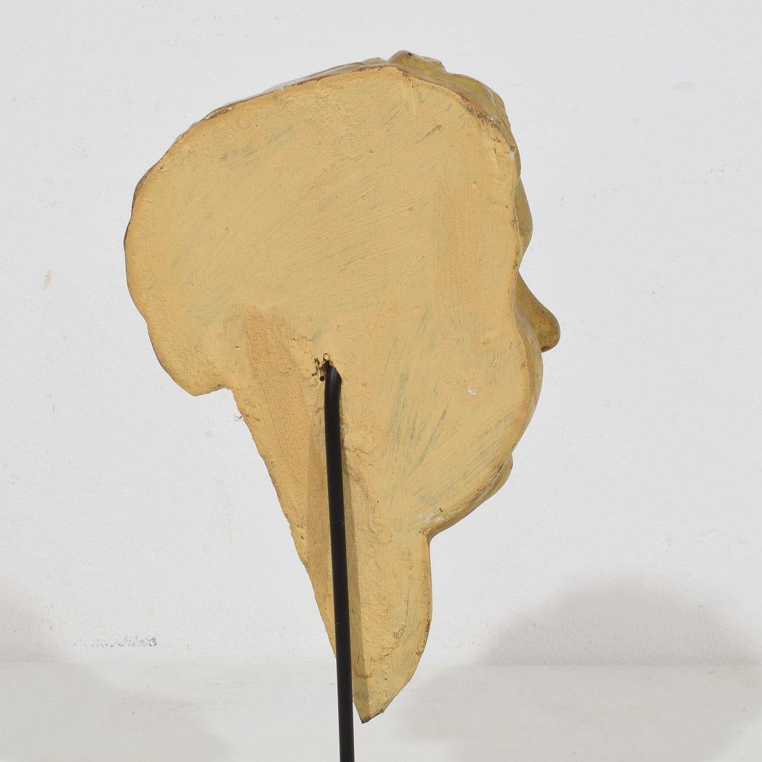 Cabeza de ángel barroca italiana del siglo XVIII tallada en madera dorada en venta 4