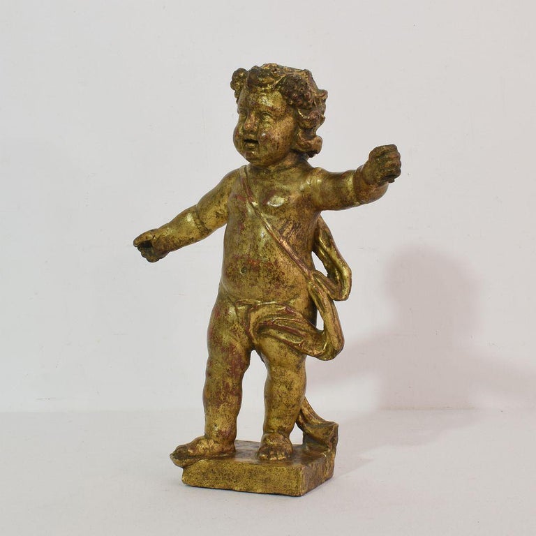 Italian 18th Century Carved Giltwood Baroque Angel or Putti at 1stDibs