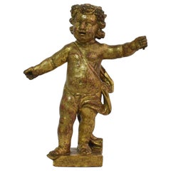 Italian 18th Century Carved Giltwood Baroque Angel or Putti