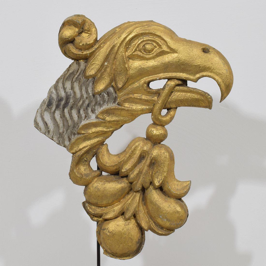 Italian 18th Century Carved Giltwood Baroque Eaglehead 1
