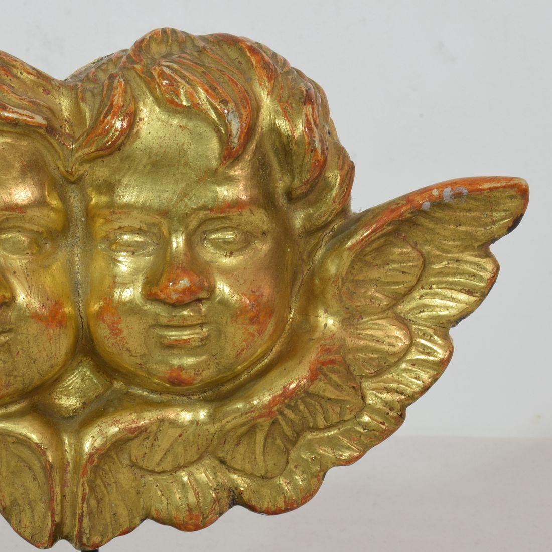 Italian 18th Century Carved Giltwood Baroque Winged Angel Heads 2
