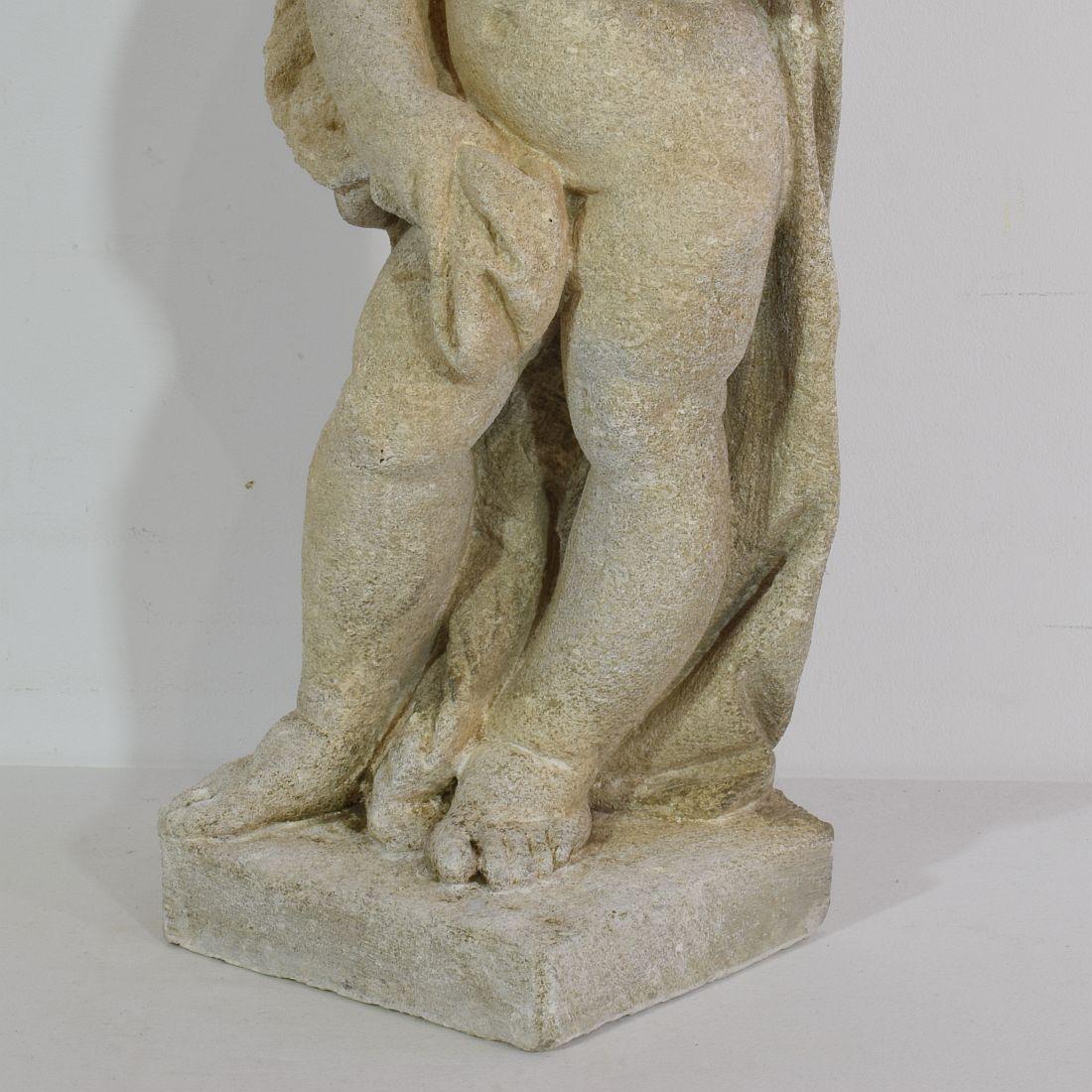 Italian 18th Century Carved Limestone Angel Cherub 4