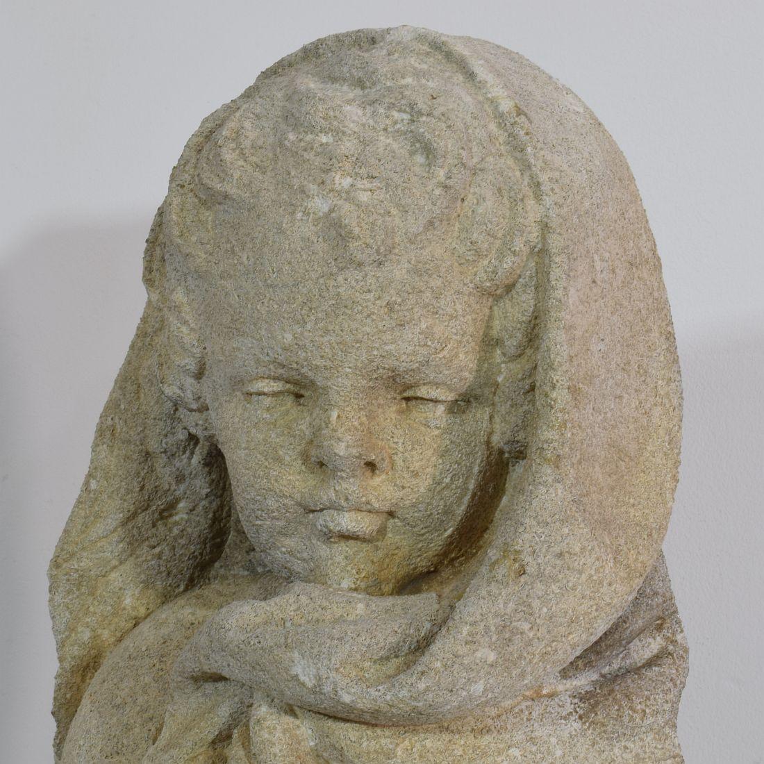 Italian 18th Century Carved Limestone Angel Cherub 7