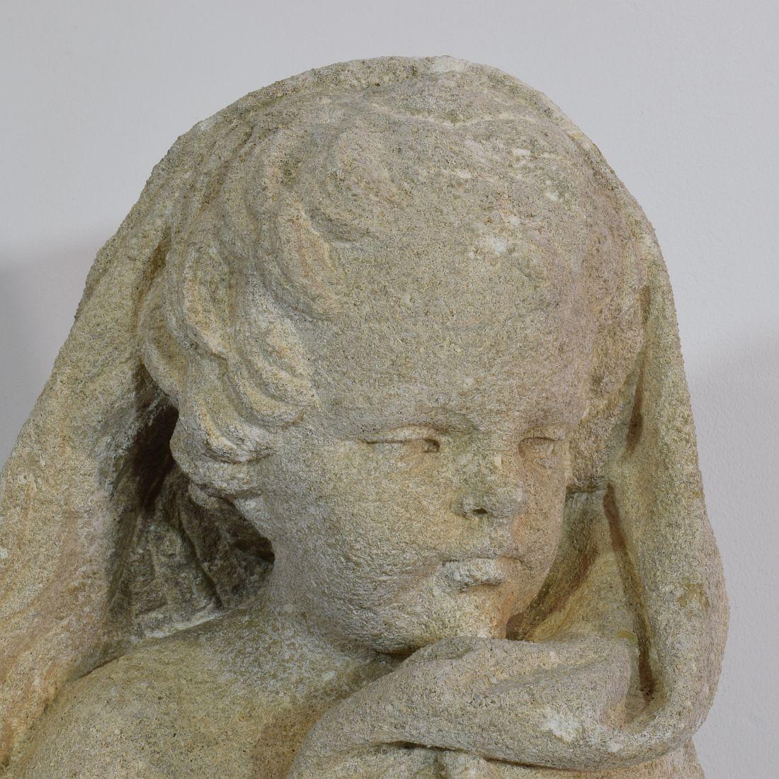 Italian 18th Century Carved Limestone Angel Cherub 8