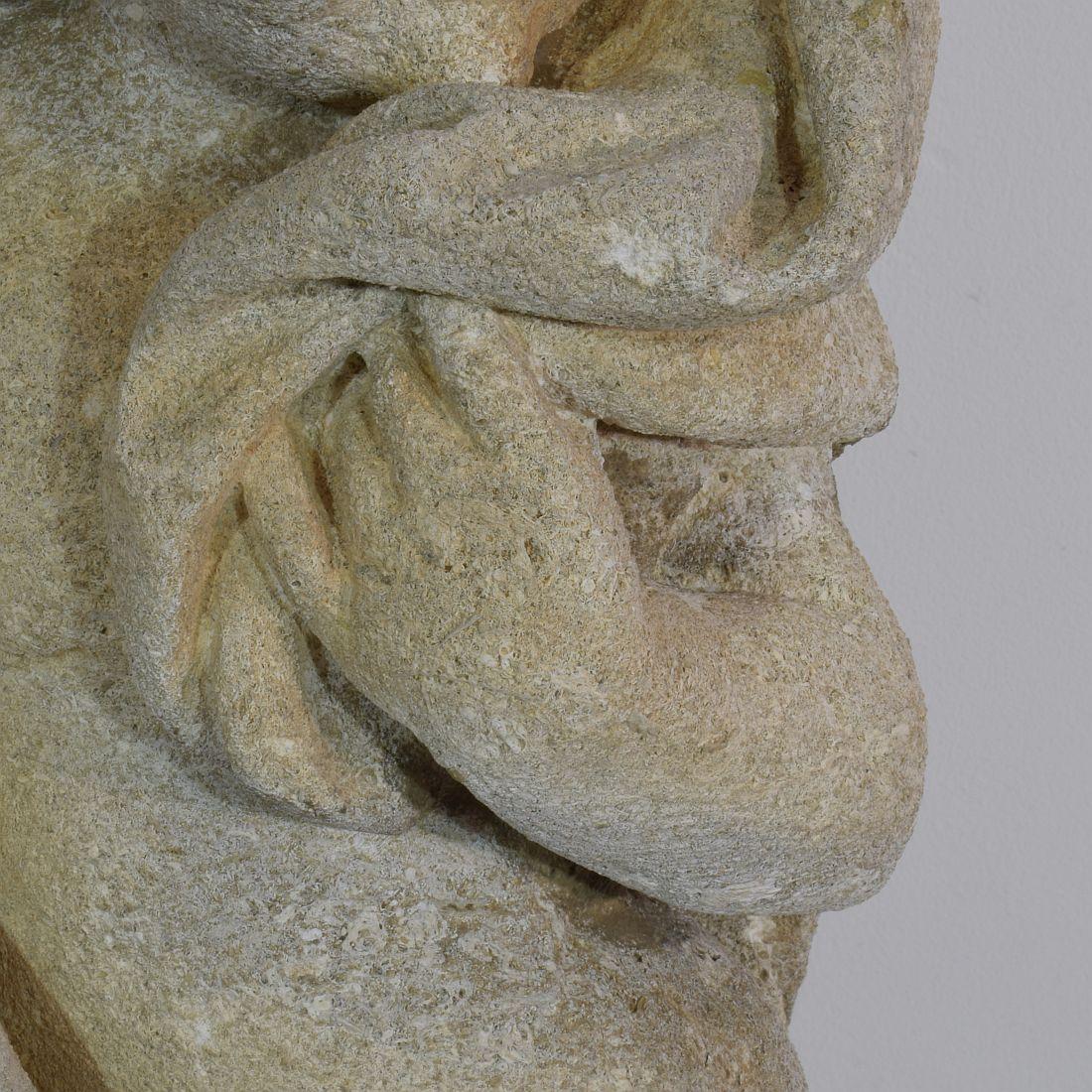 Italian 18th Century Carved Limestone Angel Cherub 10
