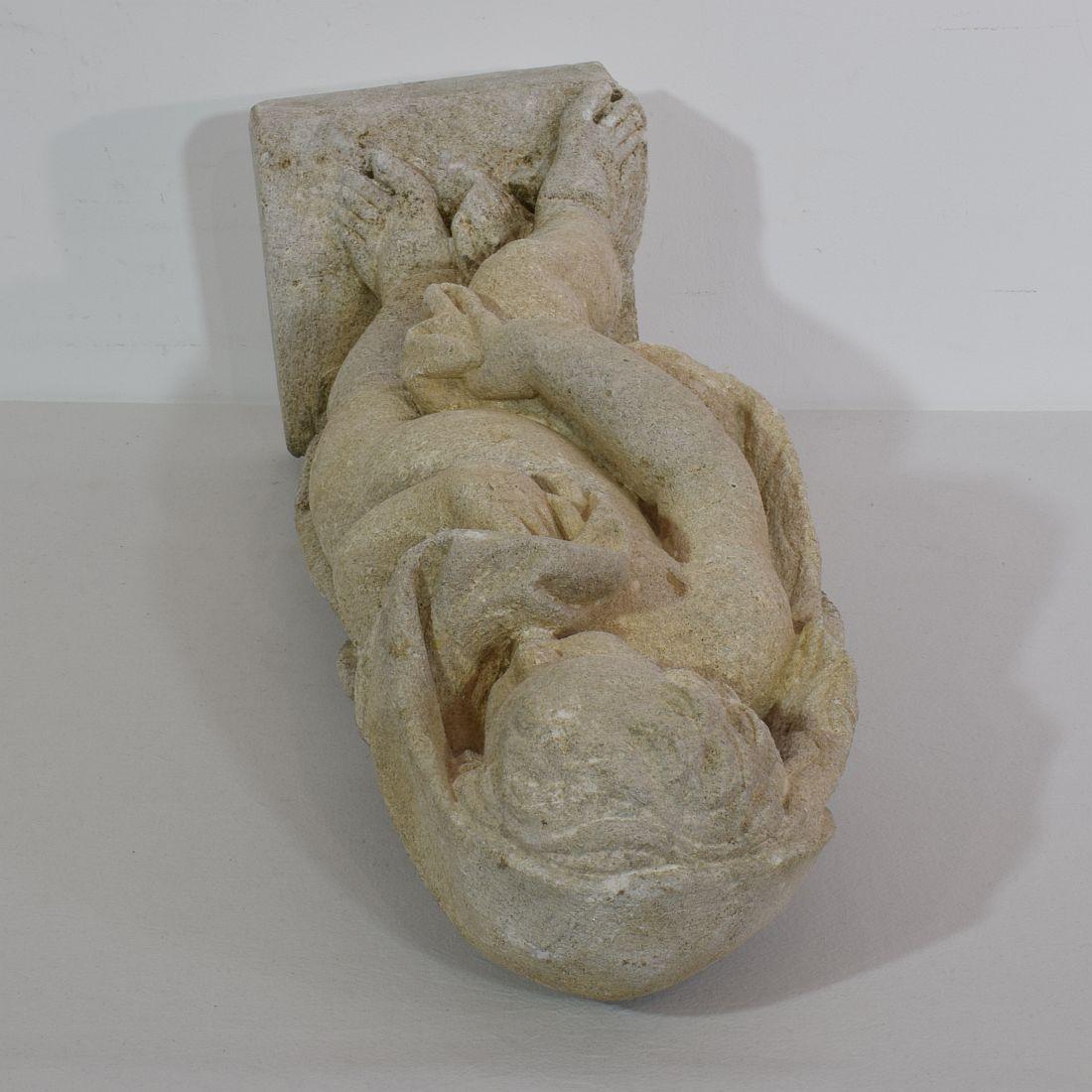 Italian 18th Century Carved Limestone Angel Cherub 14
