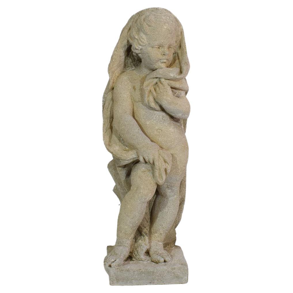 Italian 18th Century Carved Limestone Angel Cherub