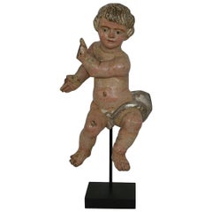 Italian 18th Century Carved Wood Baroque Angel