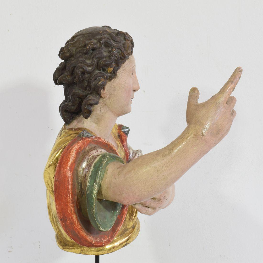 Italian 18th Century Carved Wooden Angel Bust 5