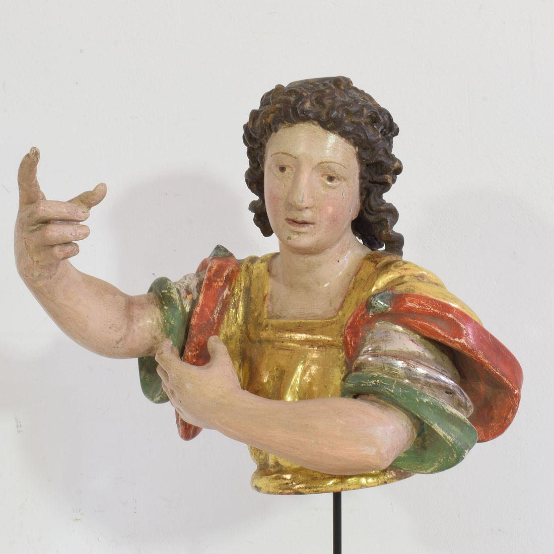 Italian 18th Century Carved Wooden Angel Bust 3