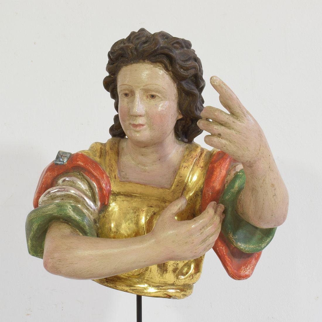 Italian 18th Century Carved Wooden Angel Bust 2